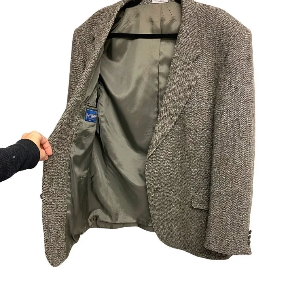 HARRIS TWEED Vintage Hand Woven Wool Blazer 46L - Picture 2 of 11